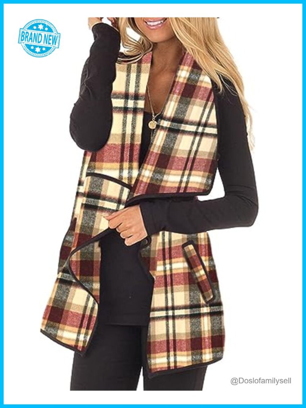 Unidear Womens Plaid Vest Cotton Blend Sleeveless Open Front Cardigan